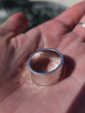 Vintage Sterling Silver 925 Mexico Hammered Cigar Band Ring